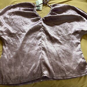 2Xtremz Embellished V-neck Top with 3/4 Sleeves and Tie-Up Detail Sz XS